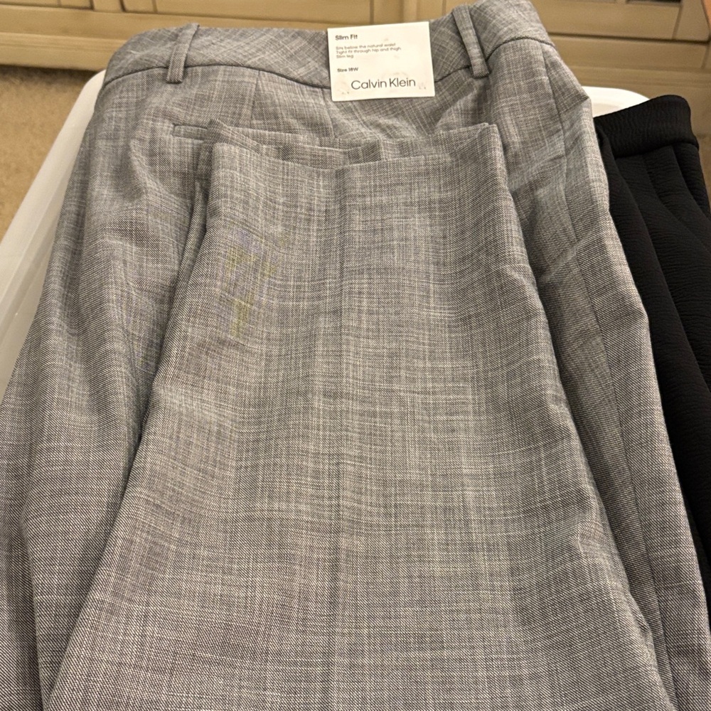 Calvin Klein Light Gray Textured Trousers
